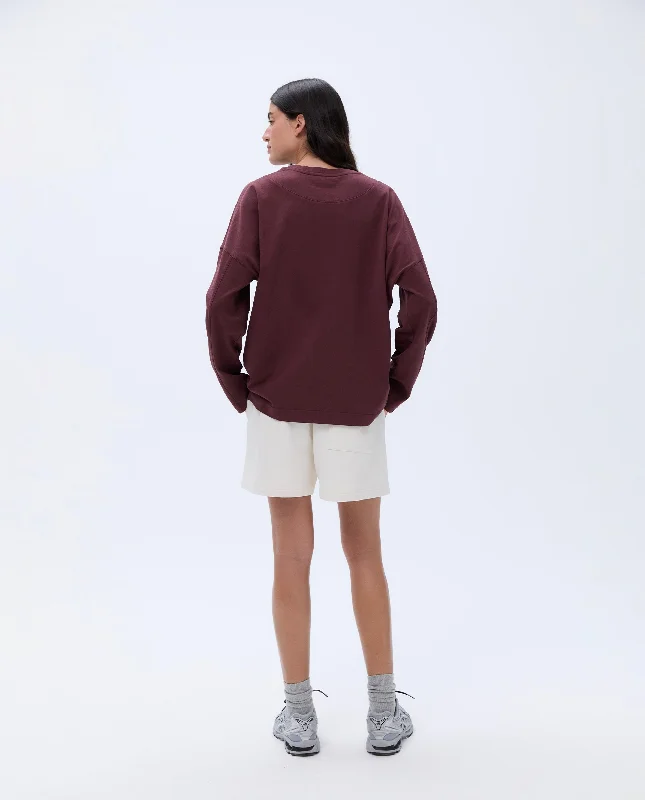 Trail Washed Long Sleeve Oversized T-shirt - Burgundy