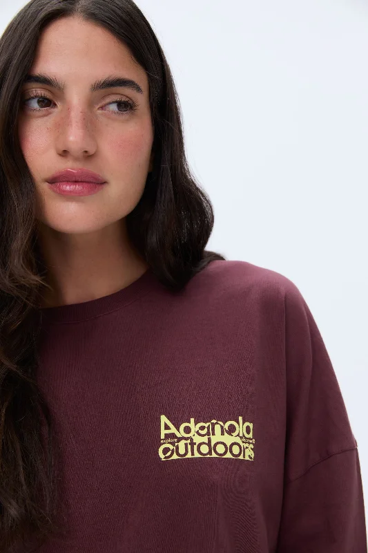 Trail Washed Long Sleeve Oversized T-shirt - Burgundy