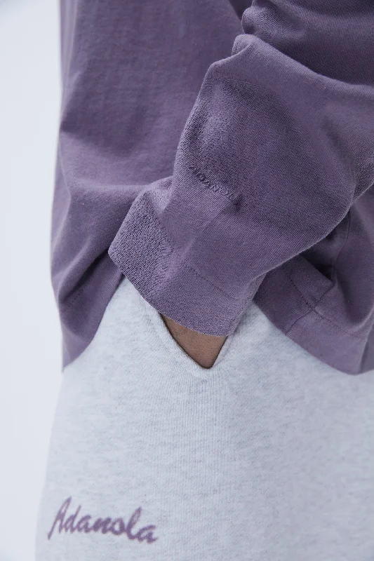 Washed Long Sleeve Oversized T-shirt - Dusk Purple