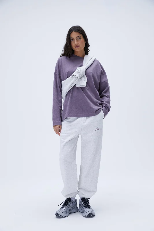 Washed Long Sleeve Oversized T-shirt - Dusk Purple