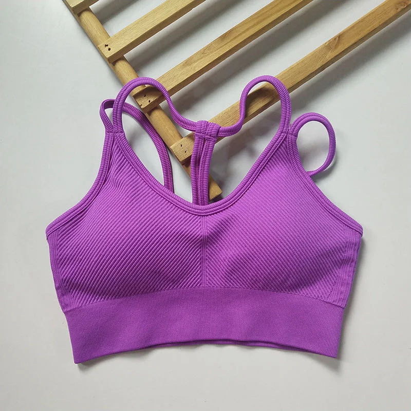 Women Breathable Sports Bra Shockproof Fitness Tops Gym Crop Top Brassiere Push Up Sport Bras Gym Workout Top Seamless Yoga Bra