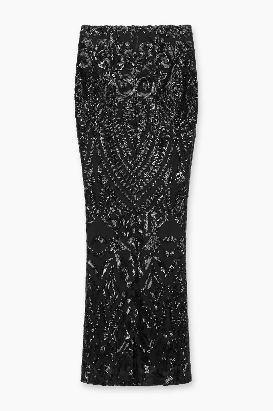 ADELE SEQUIN MAXI SKIRT | BLACK