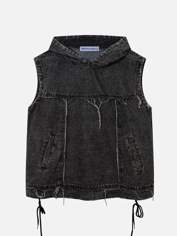 Aelfric Eden Fringe Hooded Denim Washed Tank Top