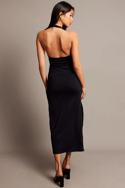 Black Bodycon Dress Halter Neck