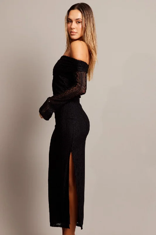 Black Bodycon Dress Off Shoulder Lace