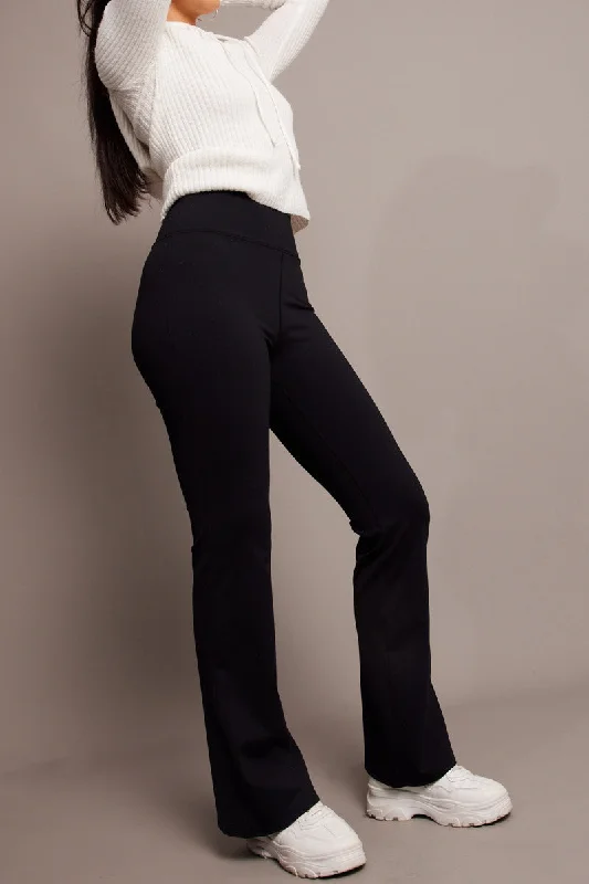 Black Flared Leggings High Rise Pants