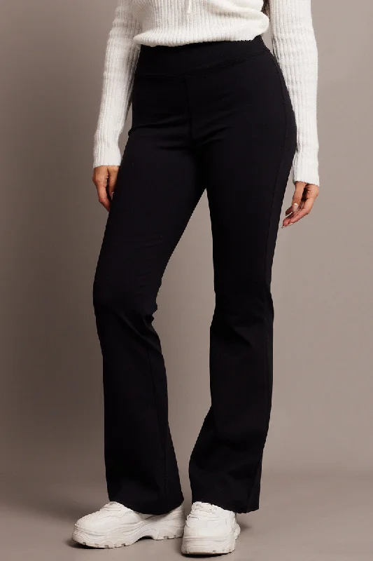 Black Flared Leggings High Rise Pants