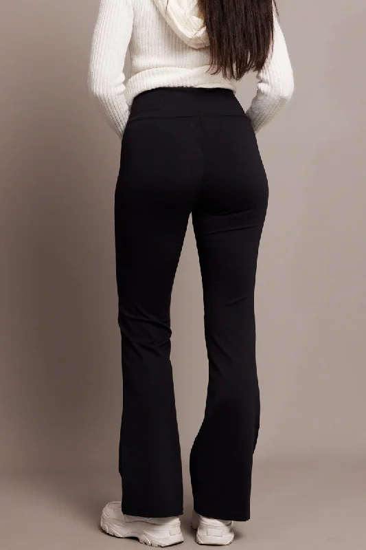 Black Flared Leggings High Rise Pants