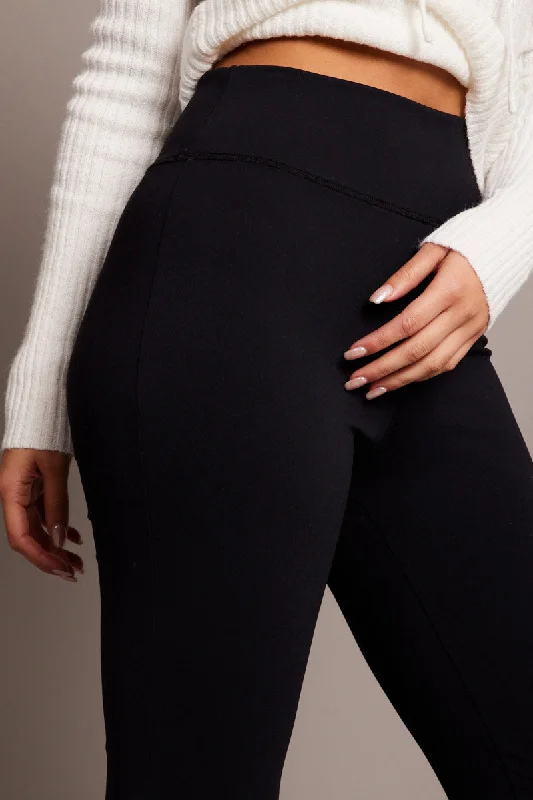 Black Flared Leggings High Rise Pants