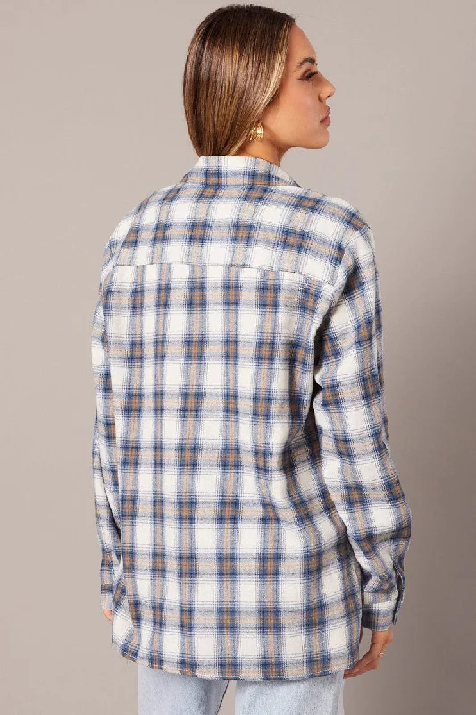 Blue Check Relaxed Shirt Long Sleeve