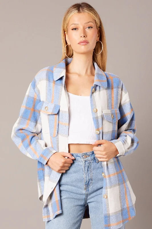 Blue Check Relaxed Shirt Long Sleeve