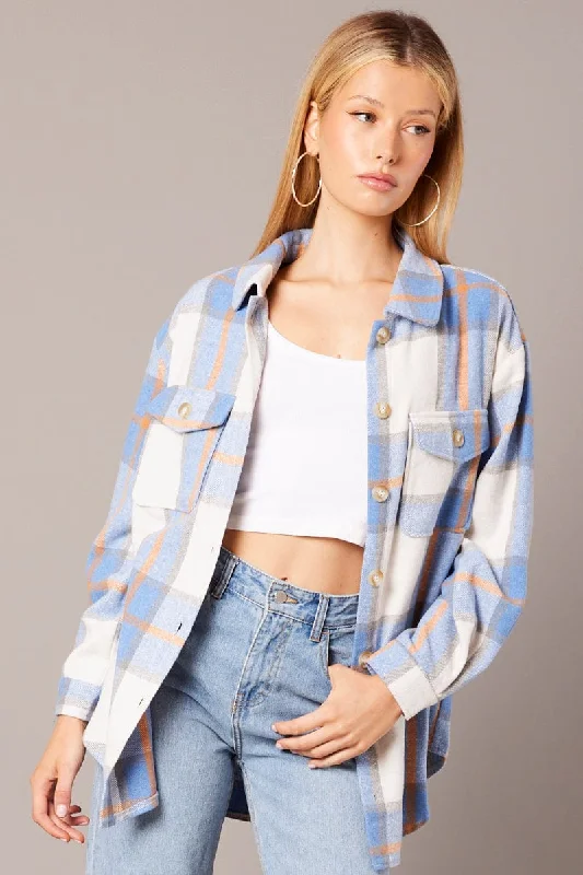 Blue Check Relaxed Shirt Long Sleeve