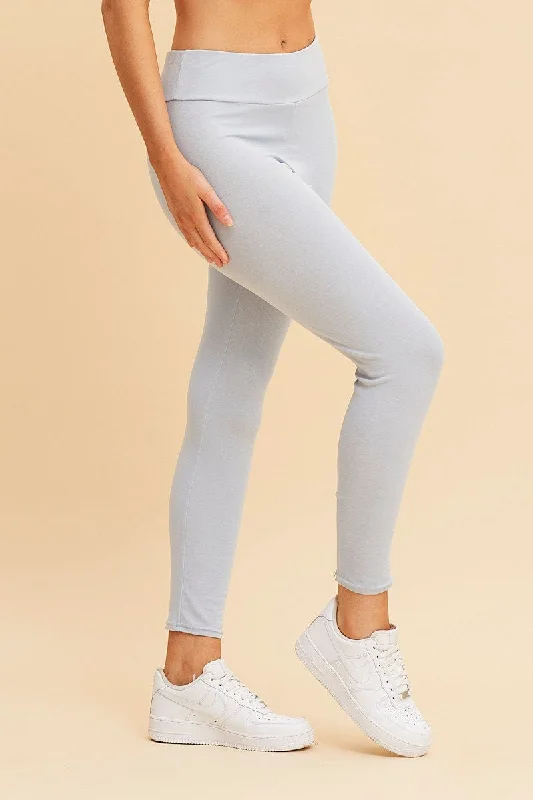 Blue Cotton Legging Stretch Full Length