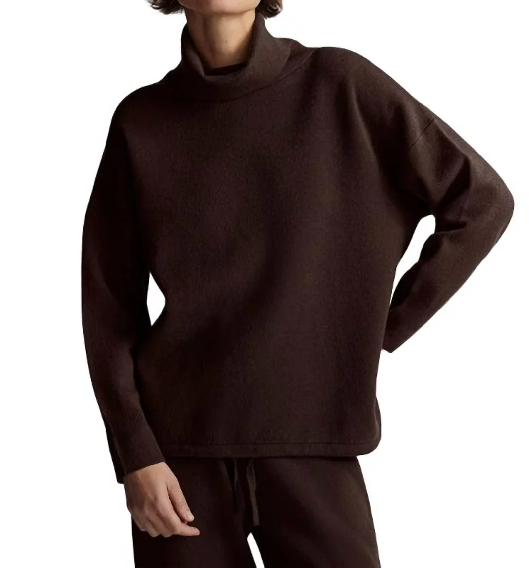 Cavendish Rollneck Knit Sweatshirt In Coffee Bean