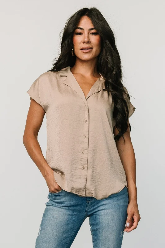 Corey Button Top | Taupe