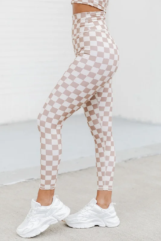 Doing This For Me Beige Checkered Legging FINAL SALE