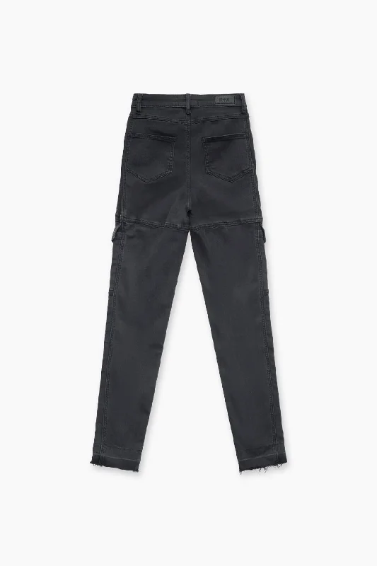 EVA DENIM SLIM CARGO | CHARCOAL