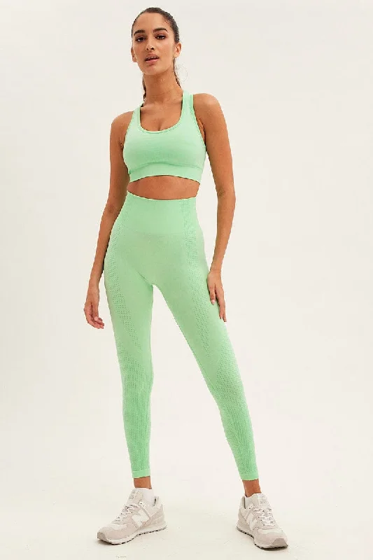 Green Activewear High Rise Legging Seamless