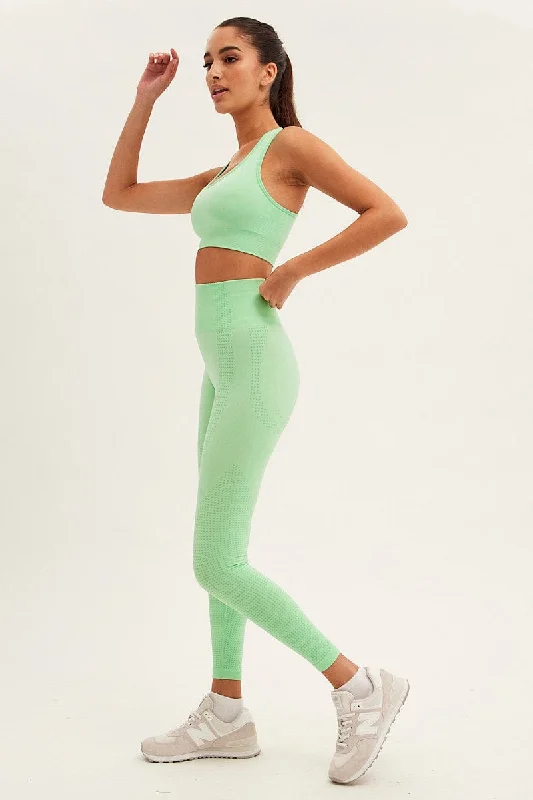 Green Activewear High Rise Legging Seamless