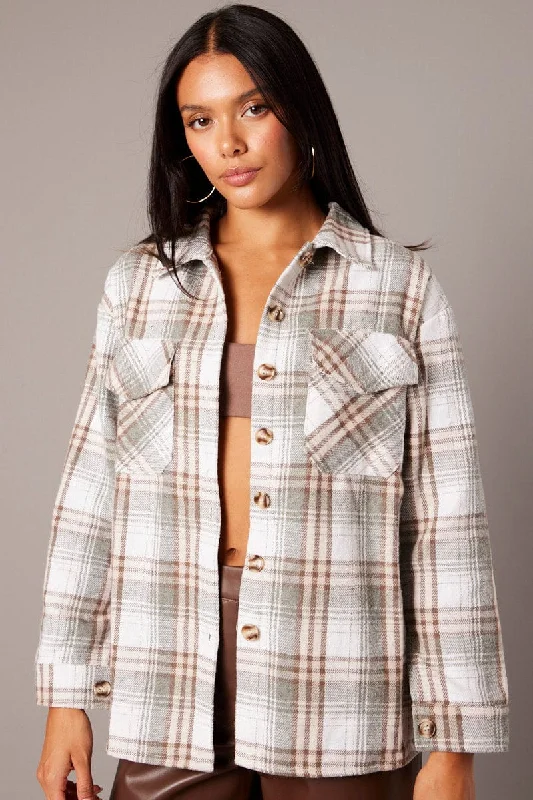 Green Check Relaxed Shirt Long Sleeve