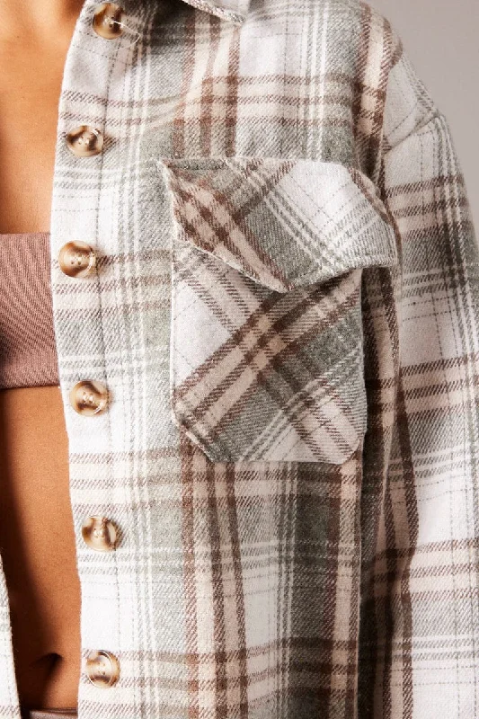 Green Check Relaxed Shirt Long Sleeve