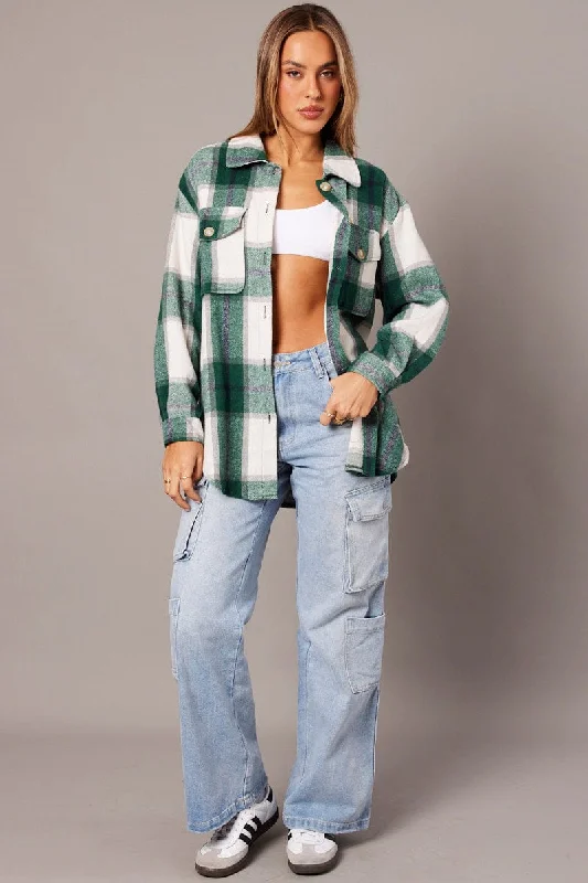 Green Check Relaxed Shirt Long Sleeve