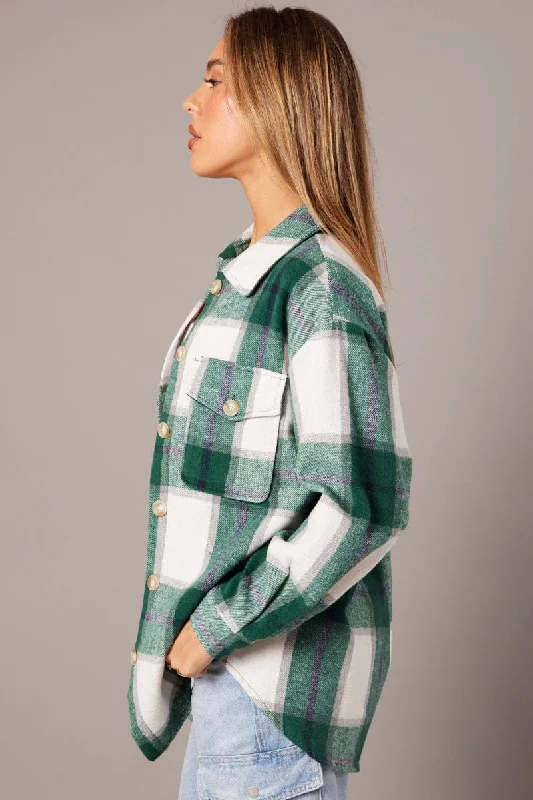 Green Check Relaxed Shirt Long Sleeve