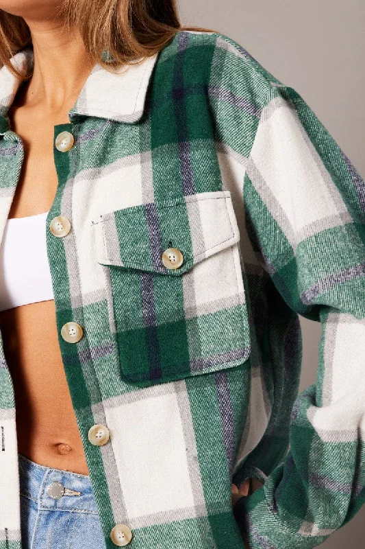 Green Check Relaxed Shirt Long Sleeve