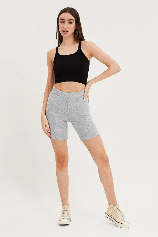 Grey Biker Shorts High Rise