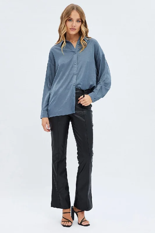 Grey Long Shirt Collared Long Sleeve