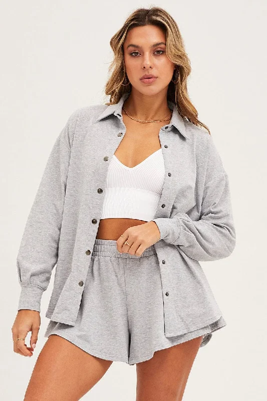 Grey Oversized Shirt Loungewear