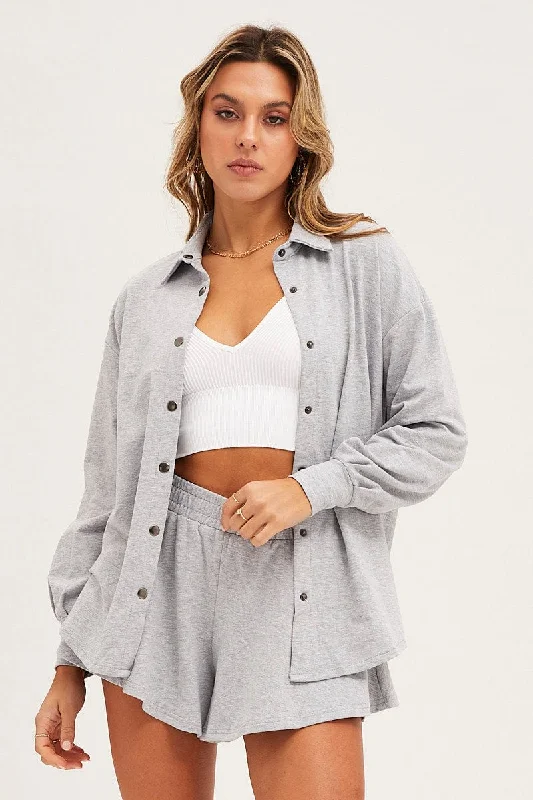 Grey Oversized Shirt Loungewear