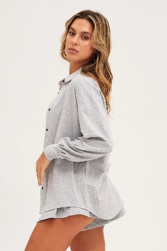 Grey Oversized Shirt Loungewear