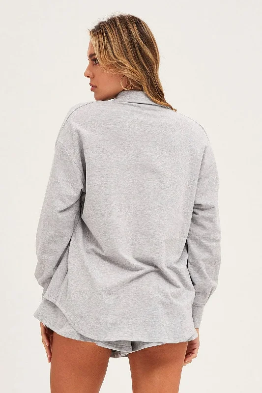 Grey Oversized Shirt Loungewear