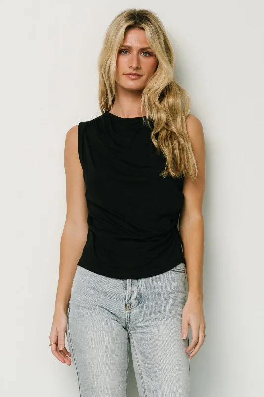 Jia Ruched Tank Top | Black