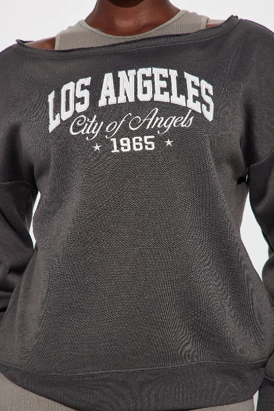 LA Angels Off Shoulder Sweatshirt - Charcoal