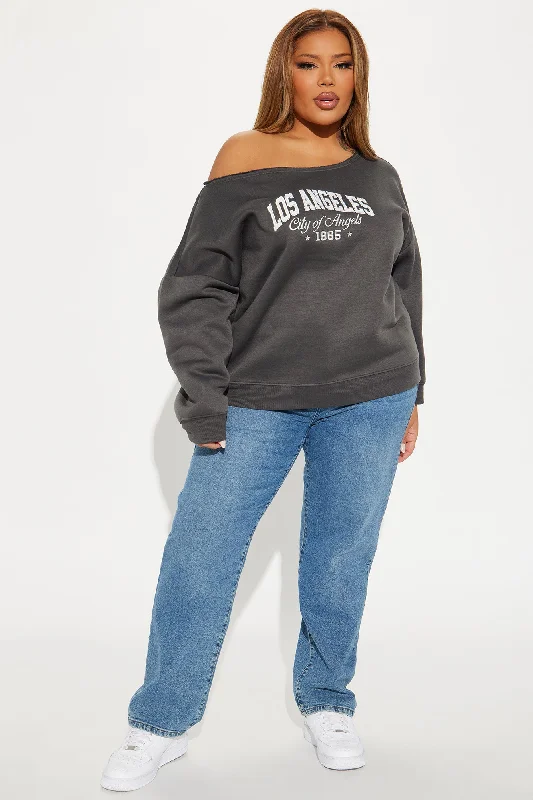 LA Angels Off Shoulder Sweatshirt - Charcoal