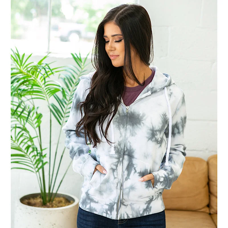 Marbled Gray Boyfriend Full Zip Hoodie