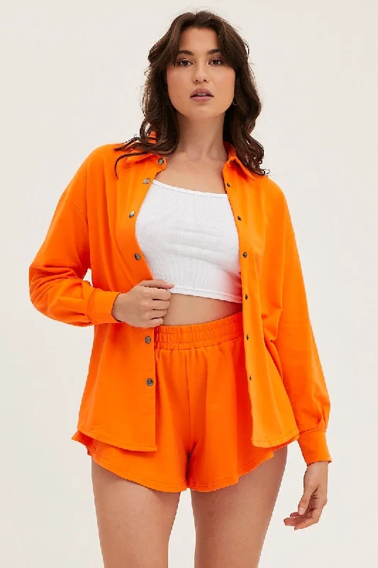 Orange Oversized Shirt Loungewear