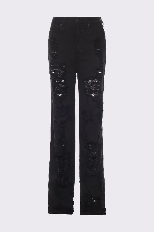 STRAIGHT FLARE JEAN | BLACK DESTROYED