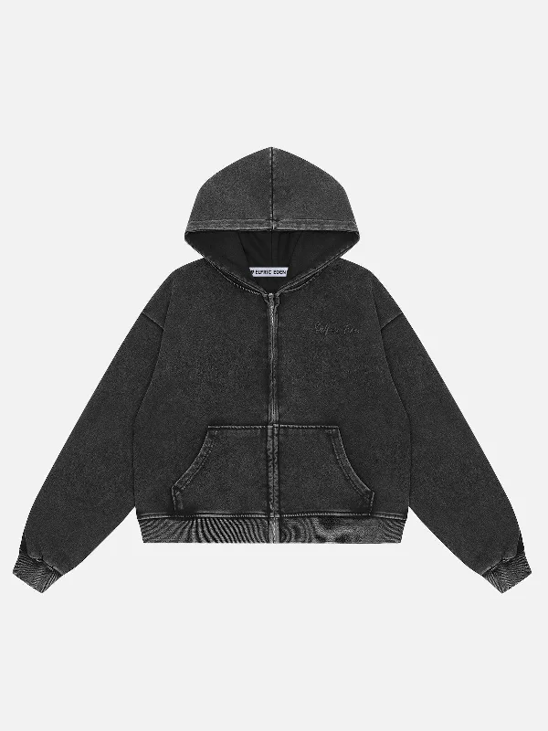 Aelfric Eden Washed Solid Zip Up Hoodie