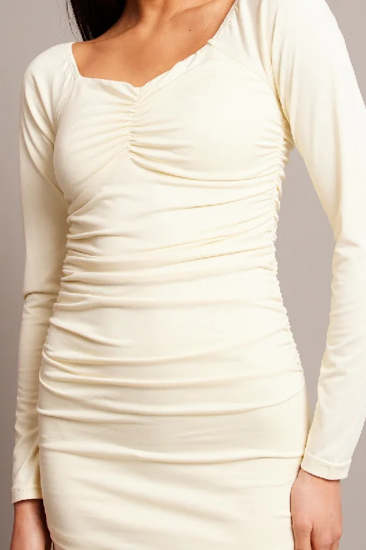 White Bodycon Dress Long Sleeve Mini