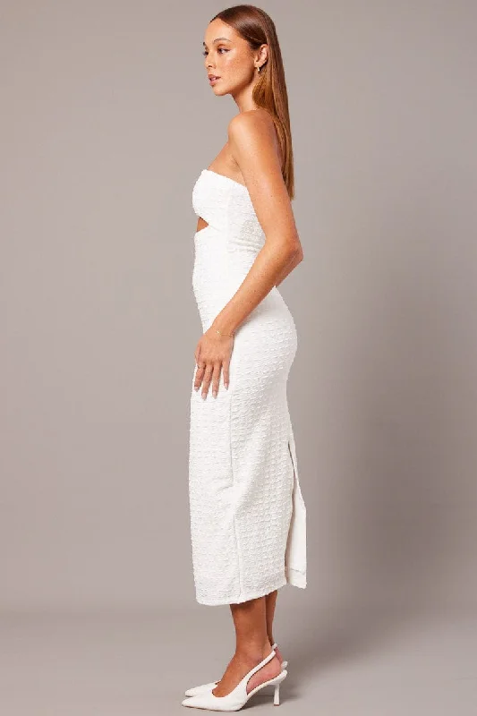 White Bodycon Dress Textured