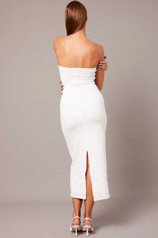 White Bodycon Dress Textured