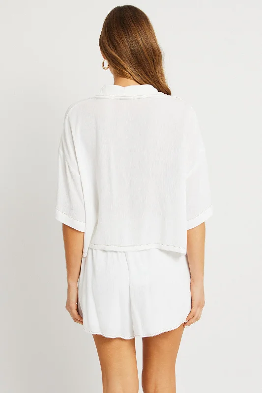 White Relaxed Shirt Short Sleeve