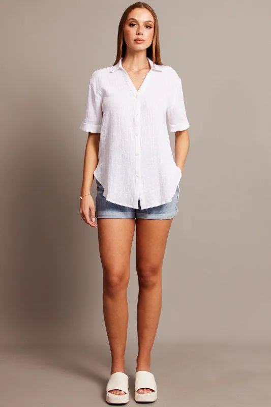 White Relaxed Shirt Short Sleeve