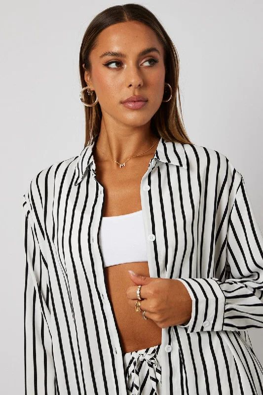 White Stripe Relaxed Shirt Long Sleeve