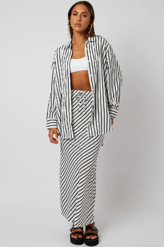 White Stripe Relaxed Shirt Long Sleeve