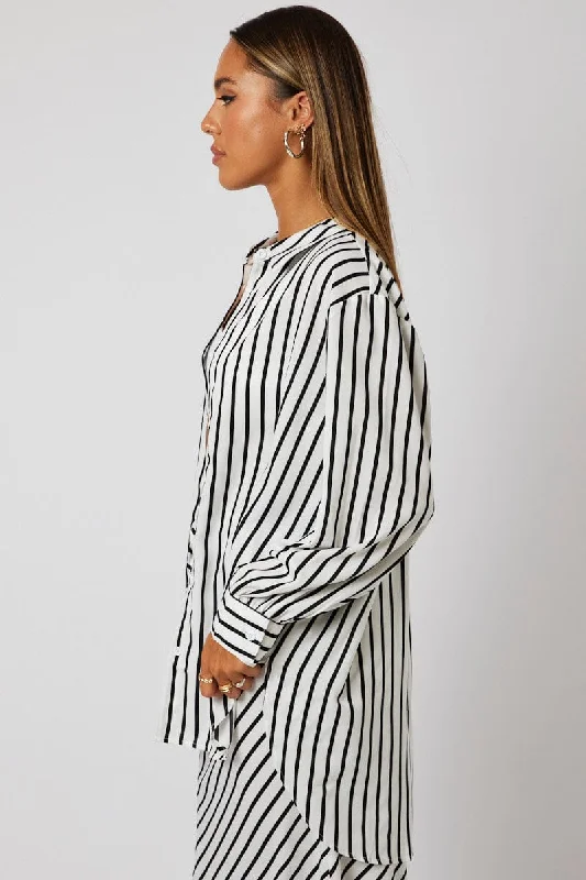 White Stripe Relaxed Shirt Long Sleeve