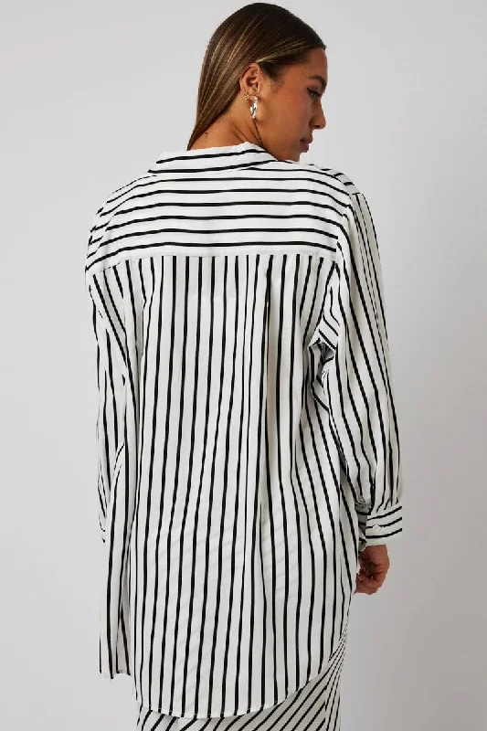 White Stripe Relaxed Shirt Long Sleeve